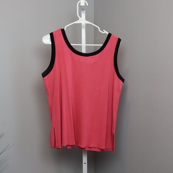 Pink Tank Top with Black Trim Women’s Size M - Picture 2 of 3